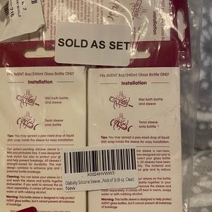 Avent Glass Bottle Neoprene Sleeves NEW! Set of 3